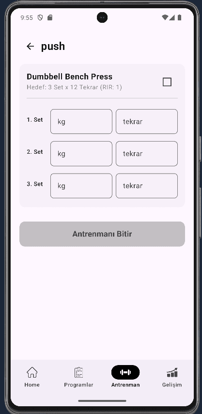 GymTracking egzersiz takibi