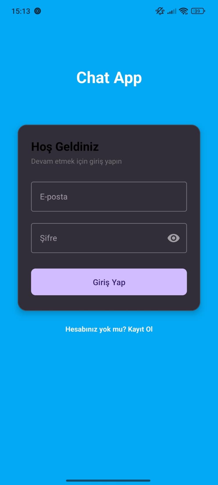 Login screen