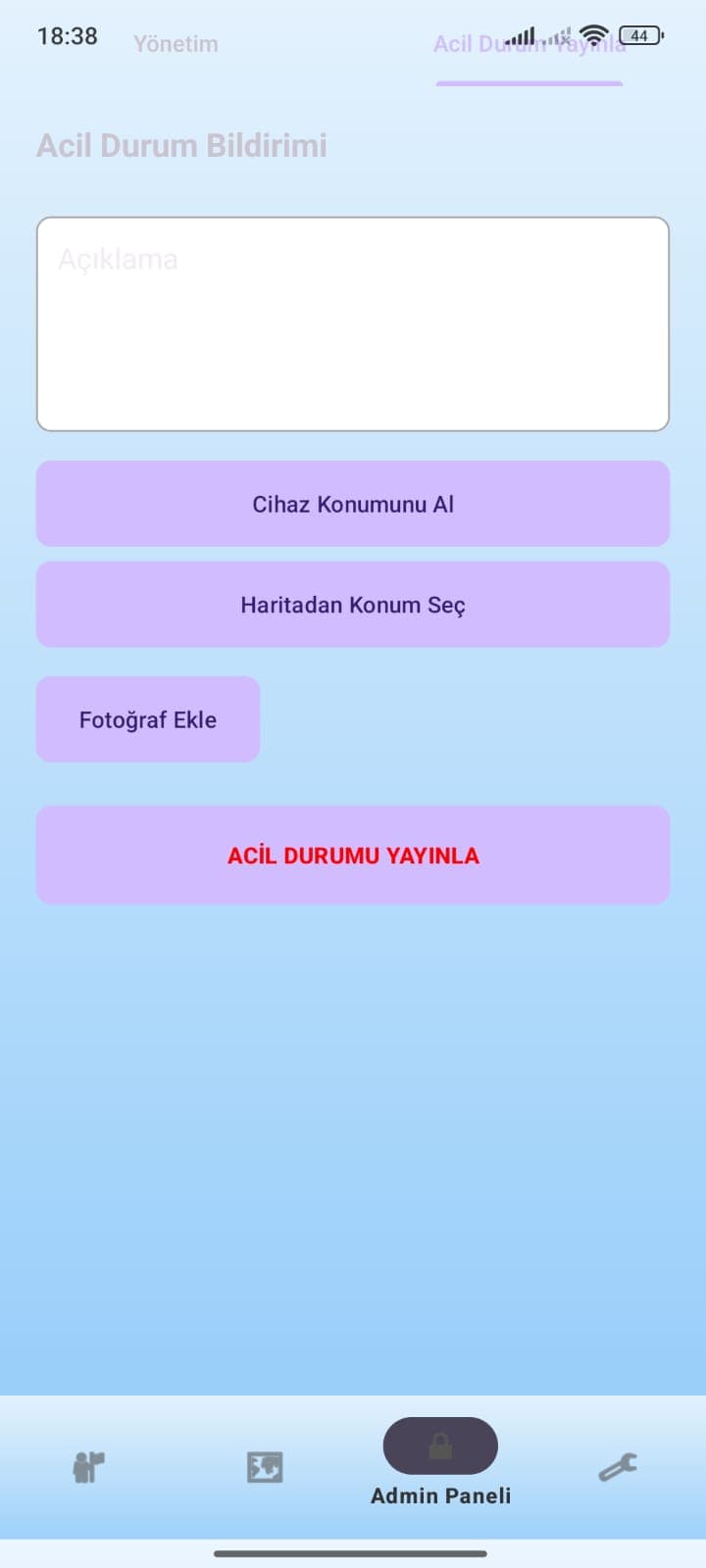 Kampüs Güvende acil durum bildirimi